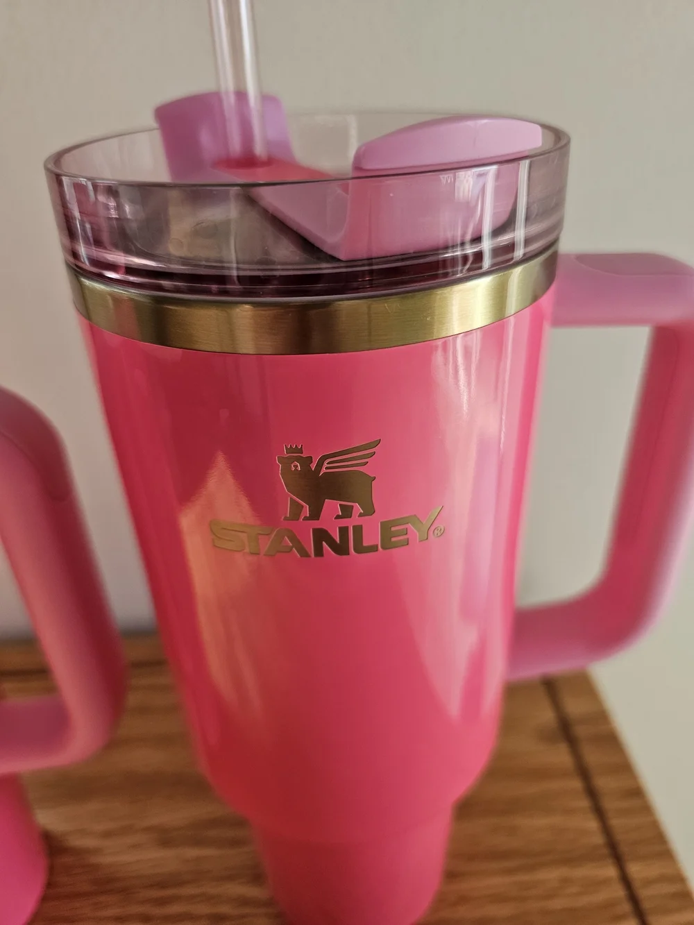 Stanley Pink Insulated Travel Mug with Handle and Straw